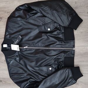 H&M vegan leather bomber women's M